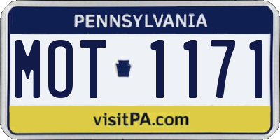 PA license plate MOT1171