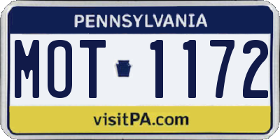 PA license plate MOT1172