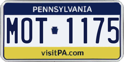 PA license plate MOT1175