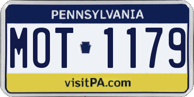PA license plate MOT1179