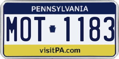 PA license plate MOT1183
