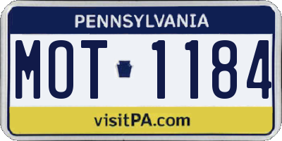 PA license plate MOT1184