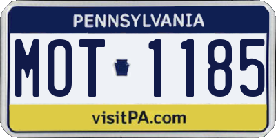 PA license plate MOT1185