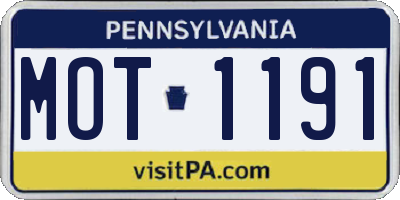 PA license plate MOT1191