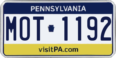 PA license plate MOT1192