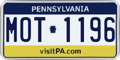 PA license plate MOT1196