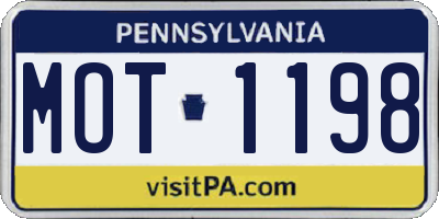 PA license plate MOT1198