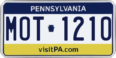PA license plate MOT1210