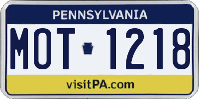PA license plate MOT1218