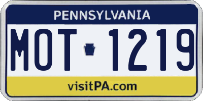 PA license plate MOT1219