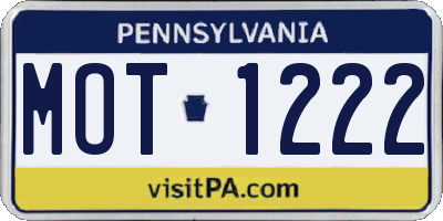 PA license plate MOT1222