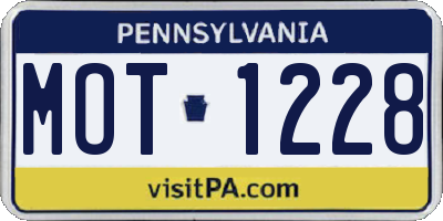 PA license plate MOT1228