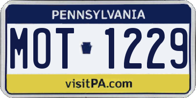 PA license plate MOT1229