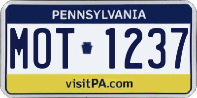 PA license plate MOT1237
