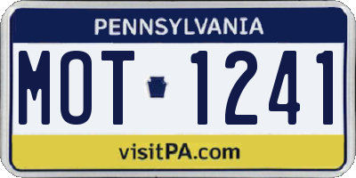 PA license plate MOT1241