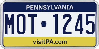 PA license plate MOT1245