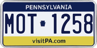 PA license plate MOT1258