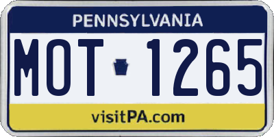 PA license plate MOT1265