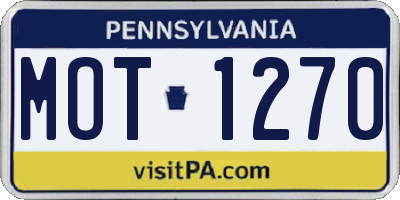 PA license plate MOT1270