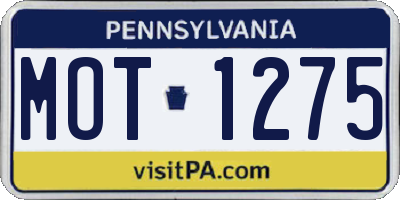 PA license plate MOT1275