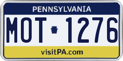 PA license plate MOT1276