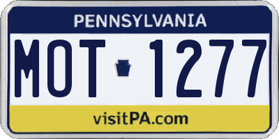 PA license plate MOT1277
