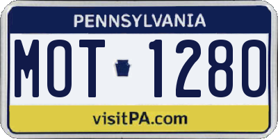 PA license plate MOT1280