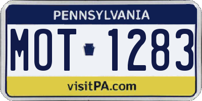 PA license plate MOT1283