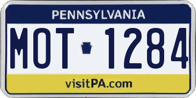 PA license plate MOT1284