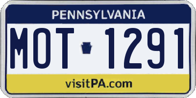 PA license plate MOT1291