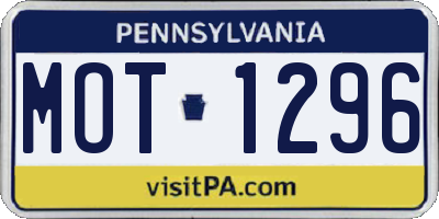PA license plate MOT1296