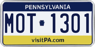 PA license plate MOT1301