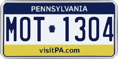 PA license plate MOT1304