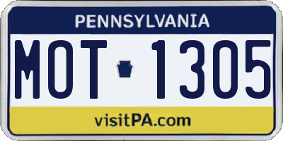 PA license plate MOT1305