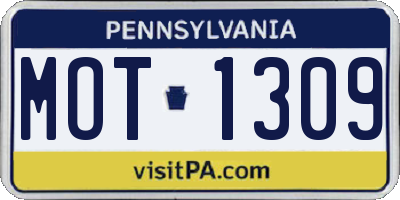 PA license plate MOT1309