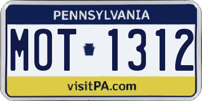 PA license plate MOT1312