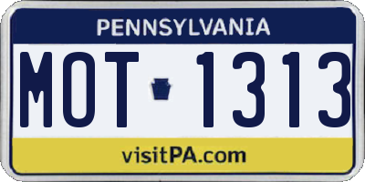 PA license plate MOT1313