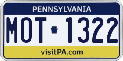 PA license plate MOT1322