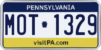 PA license plate MOT1329