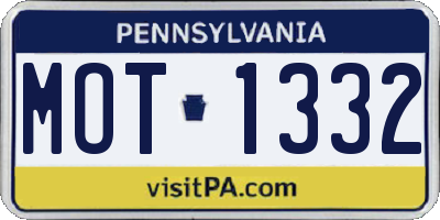 PA license plate MOT1332