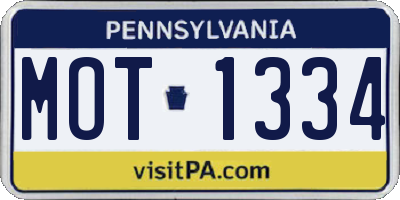 PA license plate MOT1334