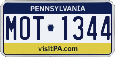 PA license plate MOT1344