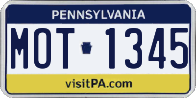 PA license plate MOT1345