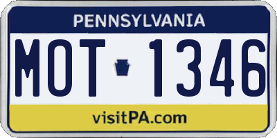 PA license plate MOT1346