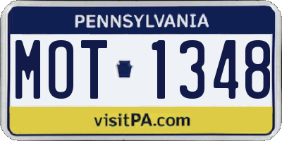 PA license plate MOT1348