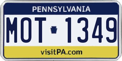 PA license plate MOT1349