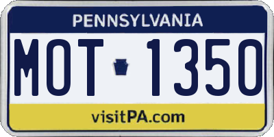 PA license plate MOT1350