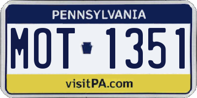 PA license plate MOT1351