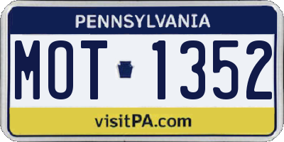 PA license plate MOT1352