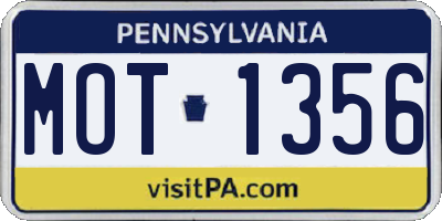 PA license plate MOT1356
